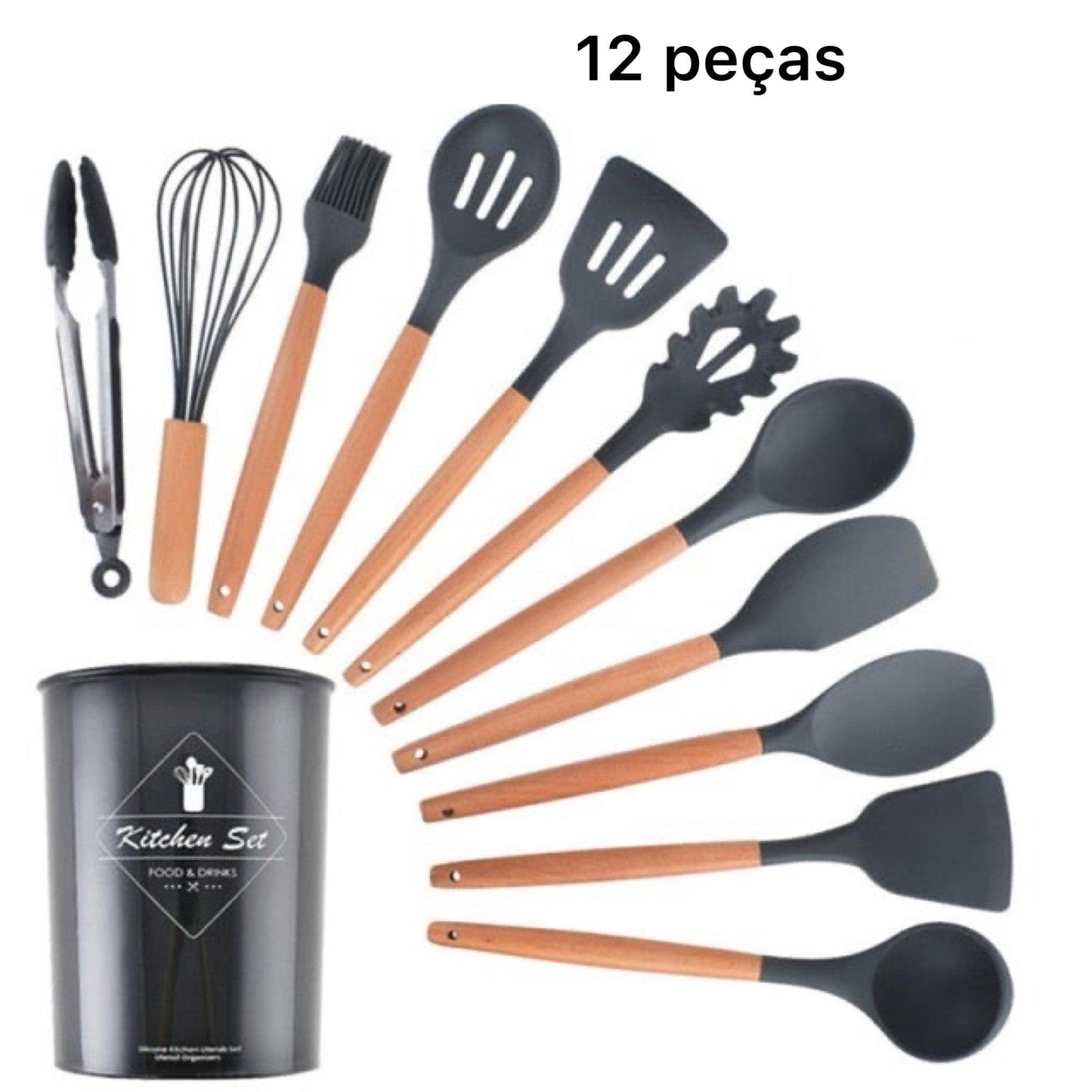 Conjunto de Utensílios Silicone KitchenGlow - Casa Rezende