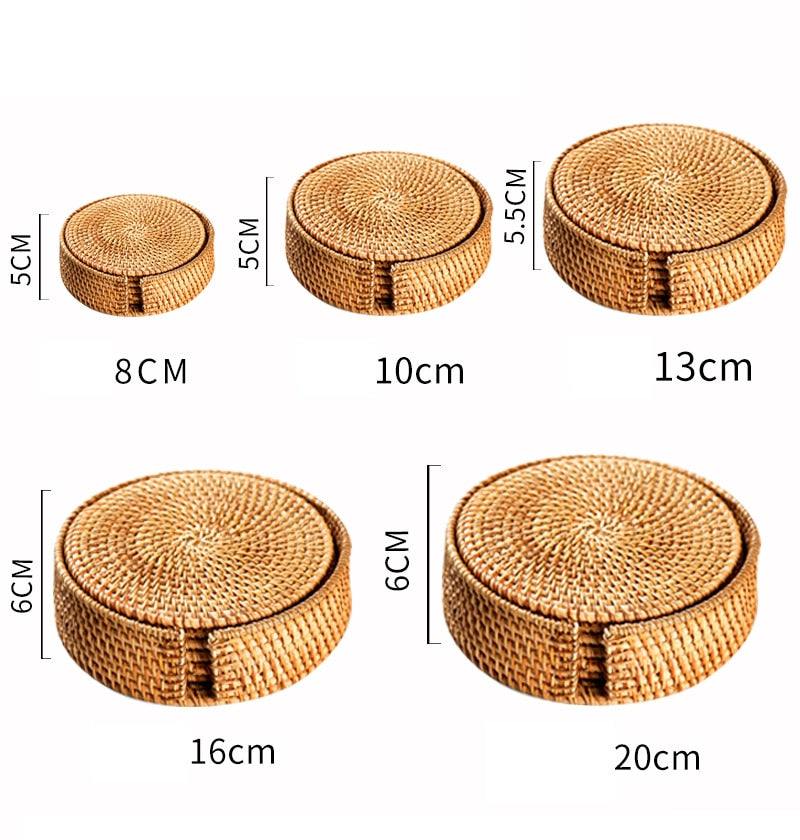 Conjunto Sousplat De Rattan - 6 peças - Casa Rezende