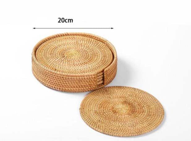 Conjunto Sousplat De Rattan - 6 peças - Casa Rezende