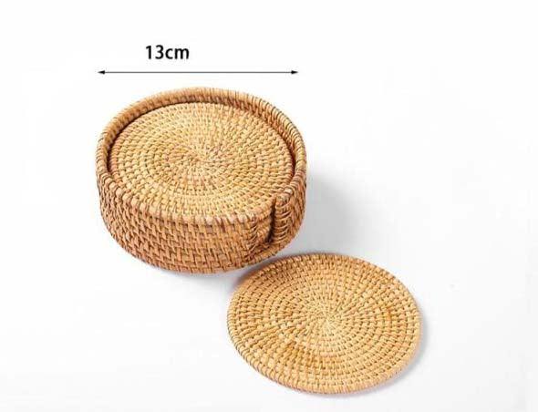 Conjunto Sousplat De Rattan - 6 peças - Casa Rezende