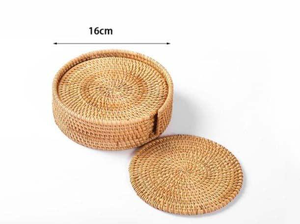 Conjunto Sousplat De Rattan - 6 peças - Casa Rezende