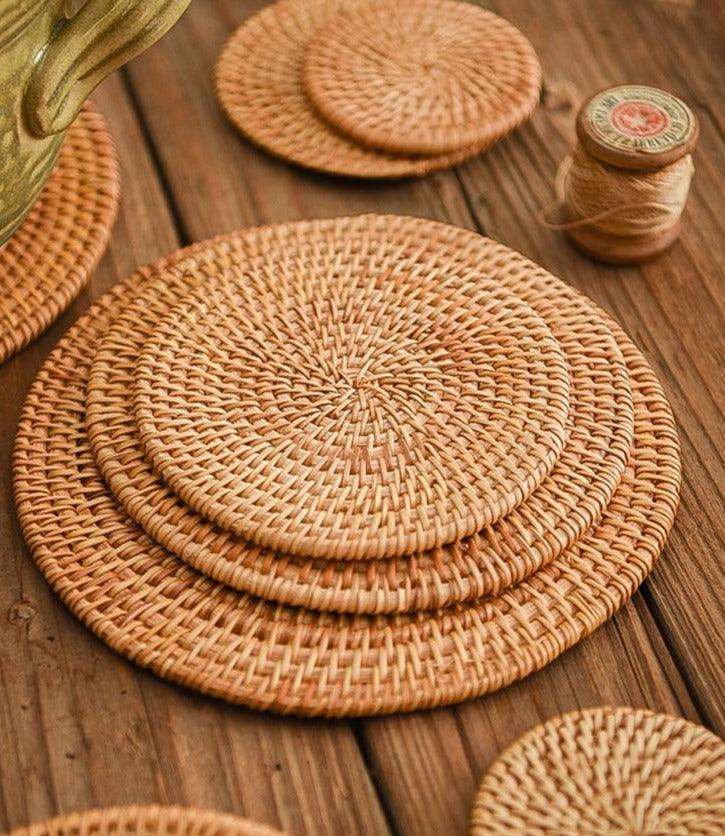 Conjunto Sousplat De Rattan - 6 peças - Casa Rezende