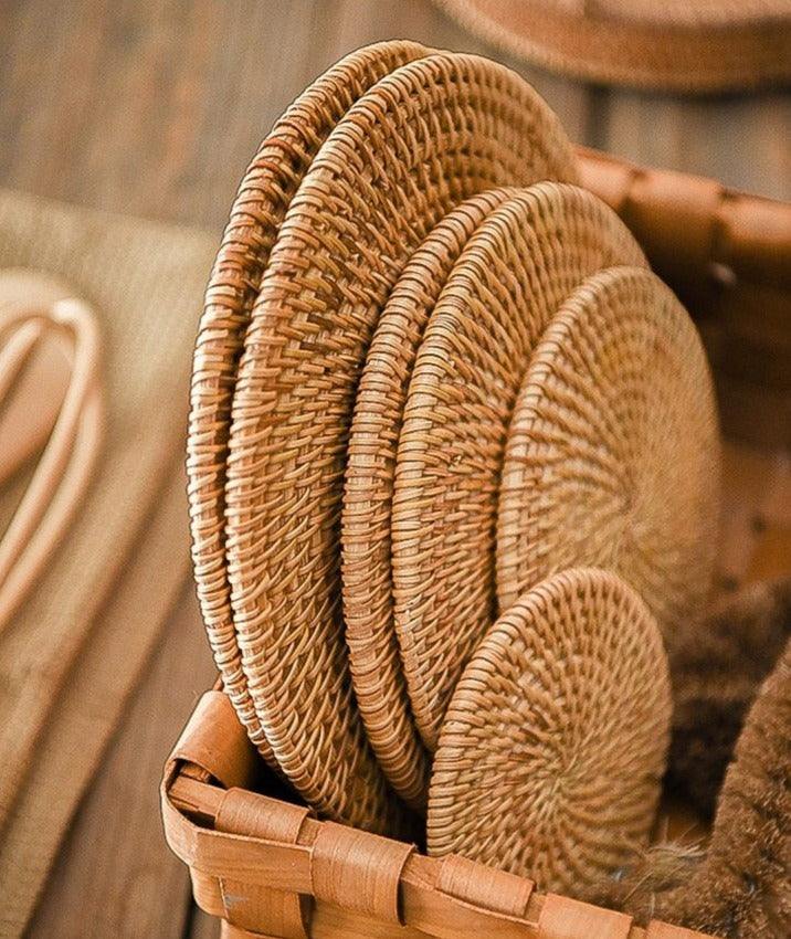 Conjunto Sousplat De Rattan - 6 peças - Casa Rezende