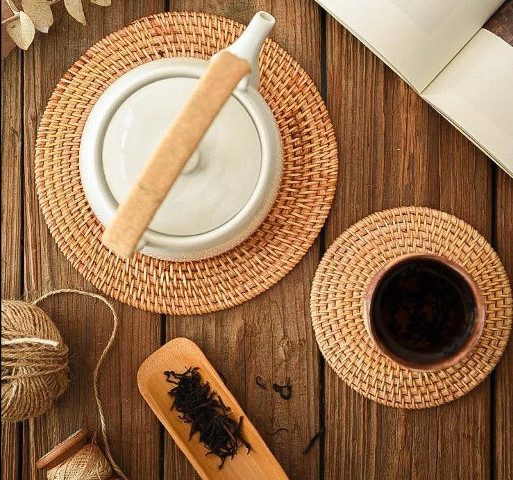 Conjunto Sousplat De Rattan - 6 peças - Casa Rezende