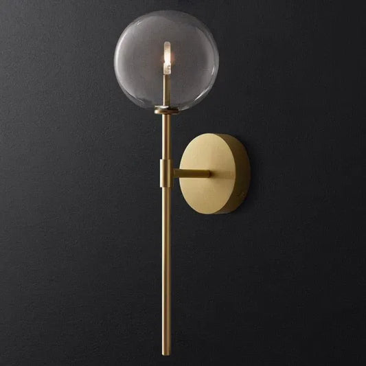 Arandela minimalista de parede, aço inox e vidro preto dourado para ambientes modernos