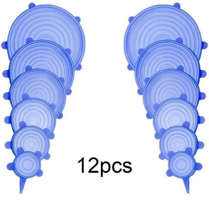 Jogo 12 Peças Tampas Silicone Flexível Reutilizável Universal - Casa Rezende